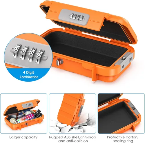 Miniatura 3 de AMIR Caja de Seguridad con Cerradura de Combinación Portátil, Caja de Seguridad con Código, Caja de Seguridad Mini para Viajes Impermeable Antirrobo