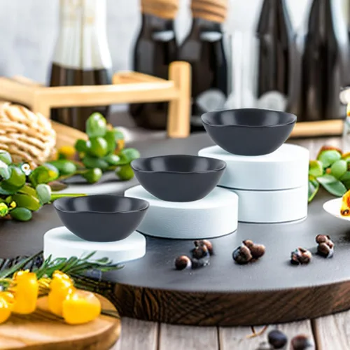 Miniatura 2 de Platos de cerámica mate para salsa de soja, cuencos de salsa de soja para sushi negra, platos de aperitivo con borde irregular para cocina, hogar