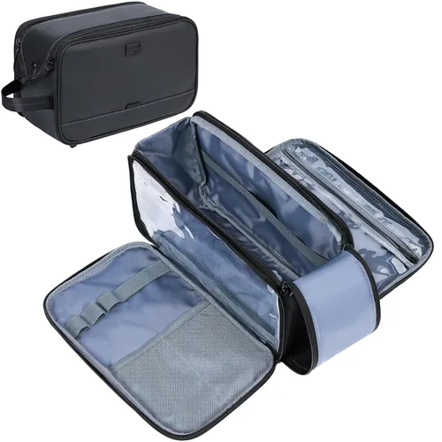 Miniatura 13 de ZEEMO Neceser de viaje para hombre, tamaño mediano, resistente al agua, doble cara, con apertura completa, organizador versátil para accesorios