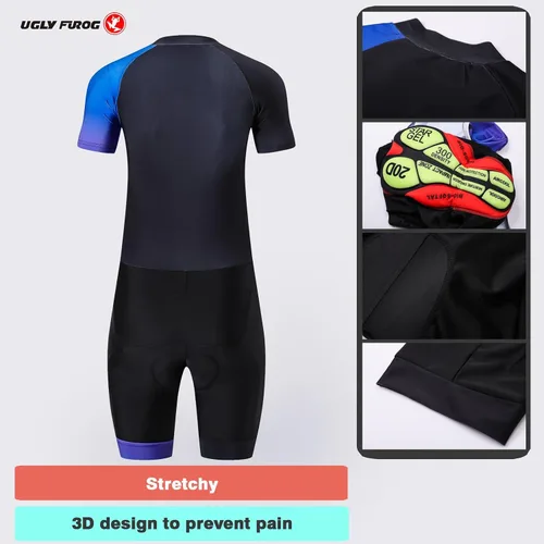 Miniatura 4 de UGLY FROG Traje de triatlón para hombre de manga corta Jersey de piernas cortas Skinsuit Tri Kit Ciclismo Skinsuit Team Bike Ropa