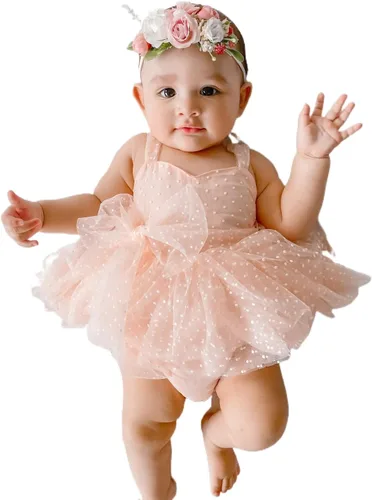 Miniatura 22 de Sasaerucure Traje de verano para bebé niña, sin mangas, mameluco de encaje tutú, mameluco de una pieza con volantes