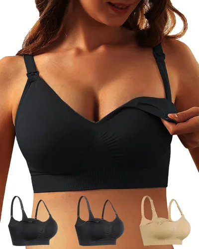 Miniatura 18 de iloveSIA Nursing Bras for Mom Breastfeeding, Seamless Supportive Sleep Bra for Maternity Postpartum S-2XL 3Pack