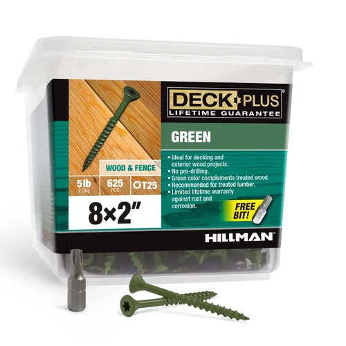 Miniatura 50 de Deck Plus Tornillos para Madera Exterior y Cercas con Revestimiento Epoxi de 2-1/2 Pulgadas #10 x 2-1/2" Torx/Star Drive Incluido Rosca Gruesa, Verde