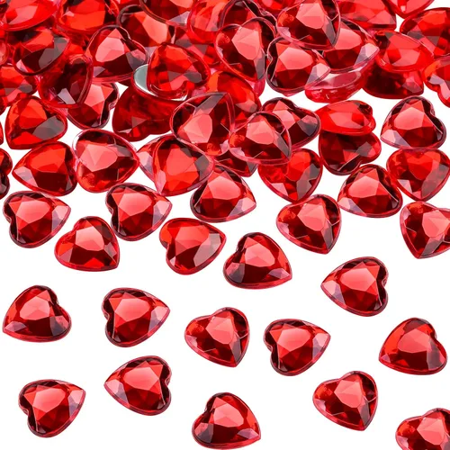Chengu 200 piezas de diamantes de imitación acrílicos 5D de corazón de San Valentín, cristales de San Valentín, parte trasera plana, regalo de boda,