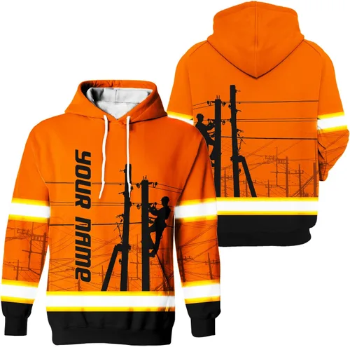 Miniatura 21 de Sudadera con capucha de alta visibilidad para hombres - Colección de trabajos con nombre personalizado Clase 3 Ropa de trabajo reflectante