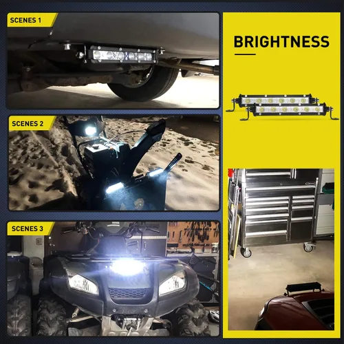 Miniatura 7 de Nilight 2 piezas de 7 pulgadas y 18 W ultra delgado de una sola fila LED de inundación barra de luz antiniebla, luz de trabajo para todoterreno
