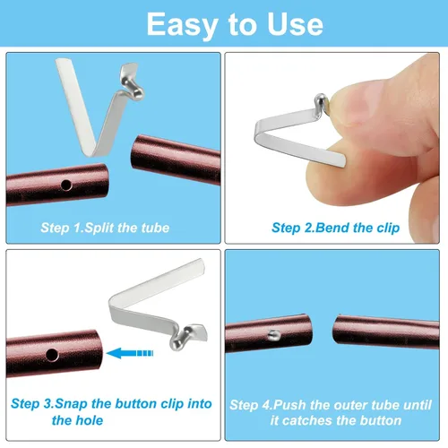 Miniatura 4 de PATIKIL Broches de paleta de kayak de 0.197 x 0.118 in, paquete de 6 clips de acero en forma de V de un solo pasador, clips de resorte, tubo