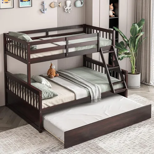 Giantex Litera individual sobre matrimonial con nido, base de cama convertible con escalera, marco de madera maciza y barandillas de seguridad,