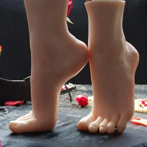 Miniatura 4 de Pie de maniquí de silicona, 1 par de juguetes femeninos de tamaño real, modelo de pie de niña, modelo de arte de cultura, pie de simulación