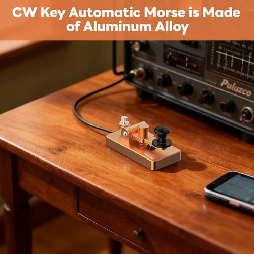 Miniatura 6 de Putikeeg Clásico Morse Mini Código Clave Morse Código Paleta Llave Aleación de Aluminio Mini-Key Morse CW Llave Portátil Morse Práctica Clave Oro