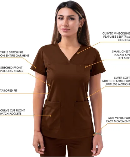 Miniatura 3 de Adar Pro - Conjunto de ropa quirúrgica con mejora de movimiento para mujer, blusa médica con cuello en V y pantalón médico deportivo y para yoga