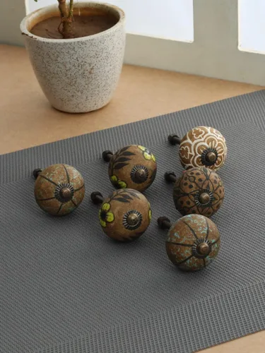 Miniatura 2 de Pomos de cerámica antiguos pintados a mano, contemporáneos tiradores de cajón de tocador y pomos de manija de muebles para armarios, armarios