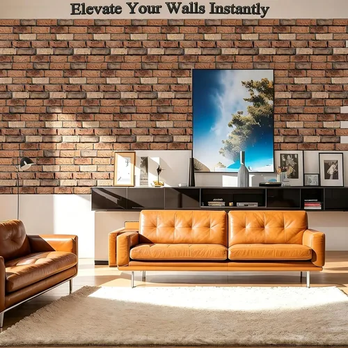 Miniatura 3 de Paneles de pared 3D para despegar y pegar, paquete de 10 paneles de PVC texturizados de ladrillo, azulejos de pared autoadhesivos impermeables