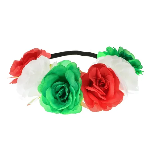 Miniatura 8 de Corona floral BOHO con diadema de rosas para el cabello (rojo oscuro)