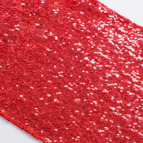 ShiDianYi Camino de mesa de lentejuelas rojas de 14 x 108 pulgadas, paño con purpurina para fiestas, bodas, eventos, decoración de cubierta