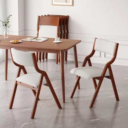 Miniatura 17 de Ball & Cast Sillas modernas plegables tapizadas para cocina y comedor, juego de 2, nogal Nuez+gris pardo1