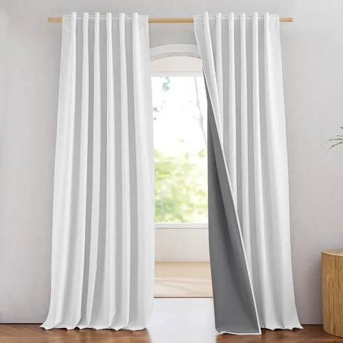 Miniatura 32 de NICETOWN Cortinas 100% opacas de 63 pulgadas de largo, 2 paneles de cortinas cortas con aislamiento térmico con forro para dormitorio, cortinas