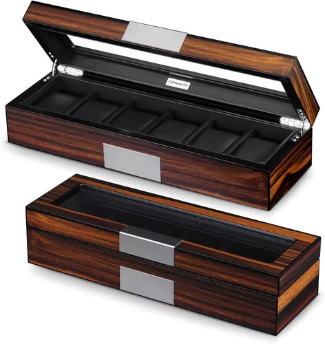Caja de 6 relojes Organizador de reloj para hombre Caja de almacenamiento de reloj grande Caja de almacenamiento de madera 6 relojes vitrina