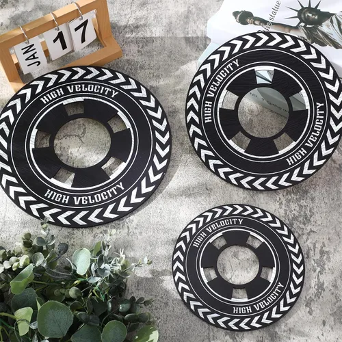 Miniatura 3 de Wesiti 3 piezas de decoración de autos de carreras de 12/10/8 pulgadas de madera para colgar en la rueda de coche de carreras para niños