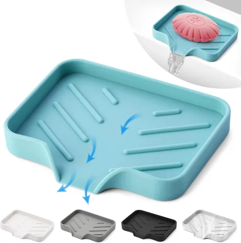 Miniatura 13 de Bandeja de jabón de silicona negra, soporte para jabón autodrenante para barra de jabón, bandeja de jabón de silicona con drenaje, bandeja de jabón