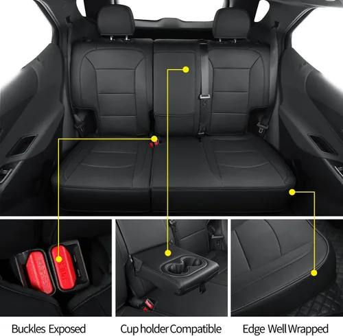 Miniatura 5 de RISINGSTAR Fundas de Asiento Terrain, aptas para GMC Terrain SUV 2018-2024 con asientos traseros divididos, piel sintética impermeable