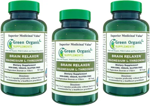Green Organic Supplements Magnesio L-treonina 90 VCaps (paquete de 3)