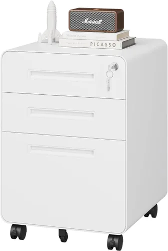 Miniatura 9 de PEUKC Archivador de 2 cajones con cerradura, archivador de metal debajo del escritorio para tamaño carta/legal/A4 para oficina en casa, archivadores