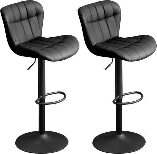 Miniatura 22 de Furniliving - Juego de 4 taburetes modernos de bar, taburetes de bar de piel sintética para isla de cocina, taburetes de bar giratorios tapizados