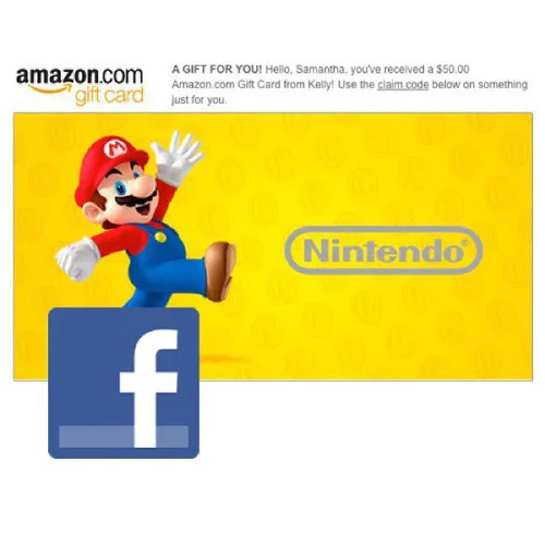 Amazon Gift Card - Facebook - Amazon Video Games (Nintendo)