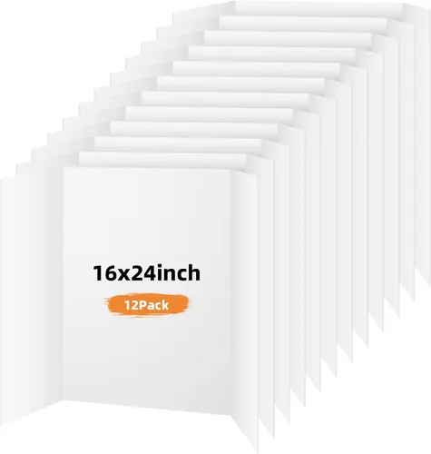 Miniatura 15 de Paquete de 4 tableros trípticos para póster, tablero de presentación blanco de 36x48 pulgadas, tablero de exhibición portátil para feria