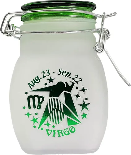 Miniatura 9 de Frasco de Almacenamiento de Vidrio Hermético a Prueba de Olores del Signo del Zodiaco, Cuarto de Onza (125ml), 3.25'' (Signo Astrológico de Acuario)