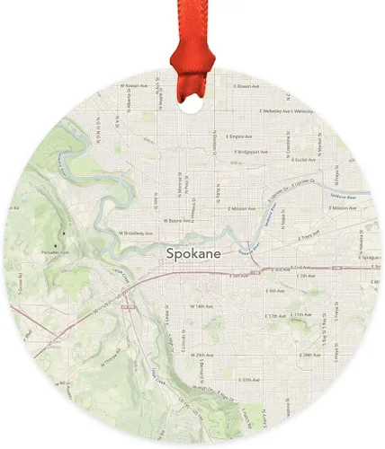 Miniatura 12 de Andaz Press Mapa de la ciudad de Estados Unidos redondo de madera natural MDF ornamento de Navidad, Akron, Ohio Vintage Mapa, 1 paquete, larga