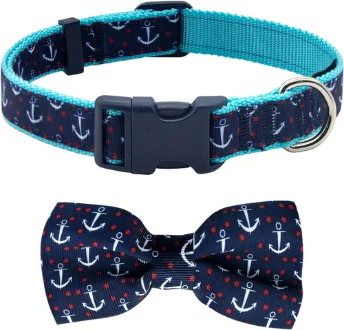 Miniatura 19 de azuza Collar de perro con pajarita, collar de perro suave y cómodo con lazo, patrones divertidos y color brillante para perros pequeños D#Fruta-Piña