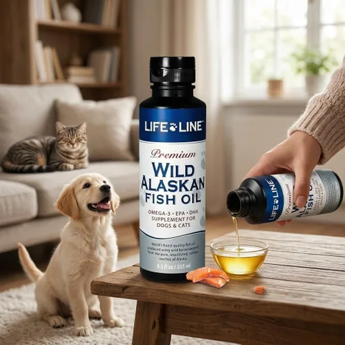 Miniatura 11 de Life Line Pet Nutrition Suplemento omega-3 de aceite de pescado salvaje de Alaska para piel y pelaje, apoya la salud cerebral, ocular y cardíaca