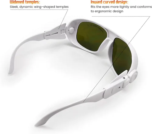 Miniatura 5 de MCWlaser Gafas de seguridad láser de 190-540 nm y 800-2000 nm, Yag, azul, láser verde y luz UV, gafas láser de protección ocular para 405 nm, 445