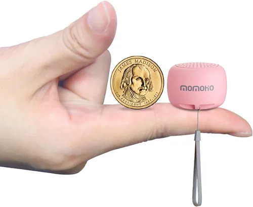 Altavoz Bluetooth pequeño, mini inalámbrico con obturador remoto, emparejamiento TWS, micrófono integrado, altavoz Bluetooth portátil para Rosa