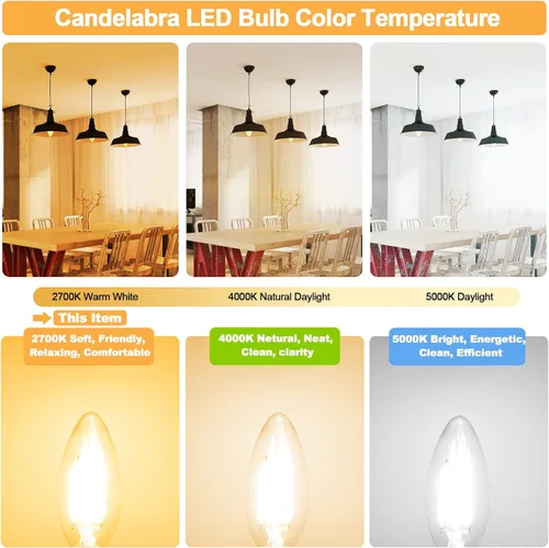 Miniatura 4 de Bombilla LED E12 para candelabro, 2700 K, blanco cálido, equivalente a 40 W, bombillas tipo B con forma de vela de 4 W, bombilla LED B11 para Luz