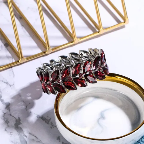 Miniatura 5 de BriLove Pulsera elástica con cuentas de diamantes de imitación marquesa de cristal nupcial para mujer
