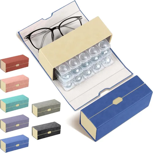 Flutesan Estuche diario para lentes de contacto y organizador de anteojos, 2 en 1, de doble cara, portátil, para viajes, uso diario, almacenamiento
