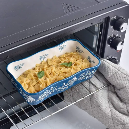 Miniatura 6 de Cacerola para horno Sartén para lasaña 2 piezas Plato para hornear Plato de cazuela Platos para hornear para horno Juego de platos para hornear Azul