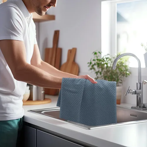 Miniatura 8 de COTTON CRAFT Toalla de cocina increíble - Juego de 12 toallas Terry - 100% algodón Euro Café de tejido a cuatros juego de trapos de cocina - Suave