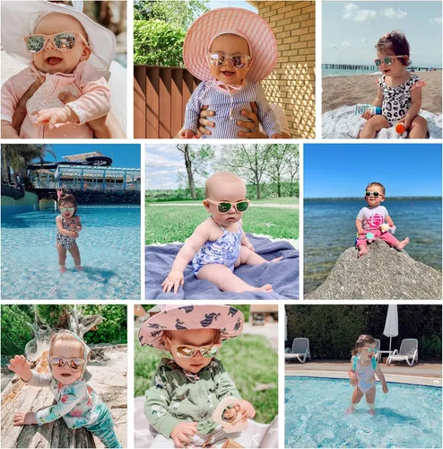 Miniatura 7 de COCOSAND Gafas de sol para bebé con correa polarizadas, flexibles, cuadradas, UV400 para niños y niñas de 0 a 24 meses