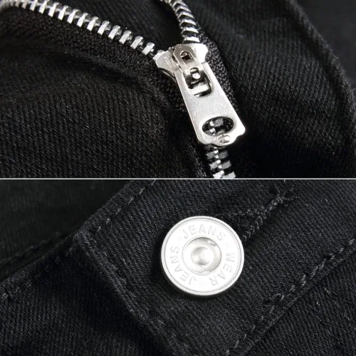 Miniatura 5 de Ginsiom Pantalones de mezclilla de motociclista para hombre, pierna recta, ajustados, desgastados, elásticos, para motocicleta