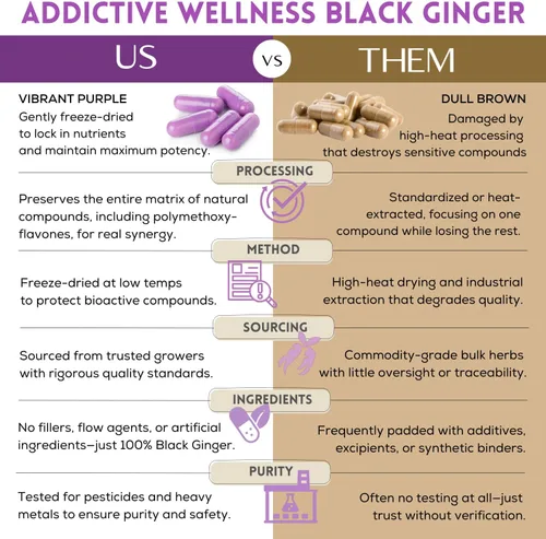 Miniatura 2 de Addictive Wellness Cápsulas de jengibre negro (Kaempferia Parviflora) Suplemento de espectro completo liofilizado para apoyo de energía