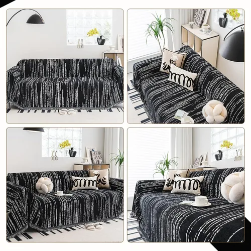 Miniatura 2 de WEYOND funda de sofá de felpilla apta para mascotas, funda de sofá lavable, funda reversible para sofá seccional, sofá biplaza, sofá de 2 o 3 Negro