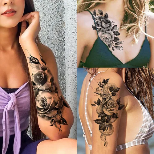 Miniatura 2 de VANTATY - Tatuajes temporales, diseño de flor 011