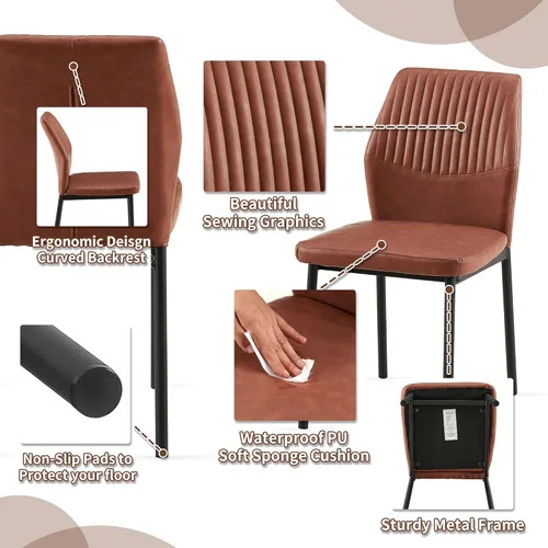 Miniatura 8 de Juego de mesa de comedor para 4, juego de mesa y sillas de comedor de cocina moderna de mediados de siglo, juego de comedor de 5 piezas para sala