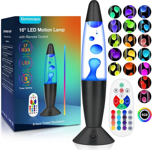 Miniatura 9 de Lámparas de movimiento líquido negras de 17 colores que cambian con control remoto, luz nocturna LED de 13.5 pulgadas para niños y adultos, lámpara