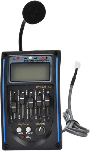 Miniatura 8 de Alomejor Preamplificador de guitarra acústica, ecualizador de 5 bandas con sintonizador digital LCD, preamplificador de estudio para músicos