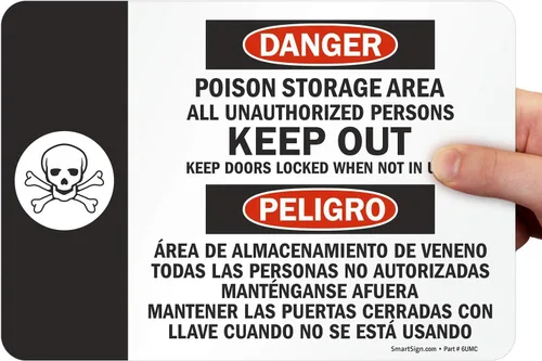 Miniatura 10 de SmartSign Letrero bilingüe "Danger - Poison Storage Area" Aluminio de 10 x 14 pulgadas